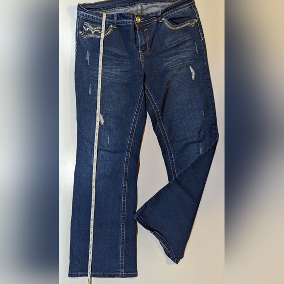 Elite Jeans 15/16 Bootcut Lightly Distressed Dark Wash - Picture 8 of 8